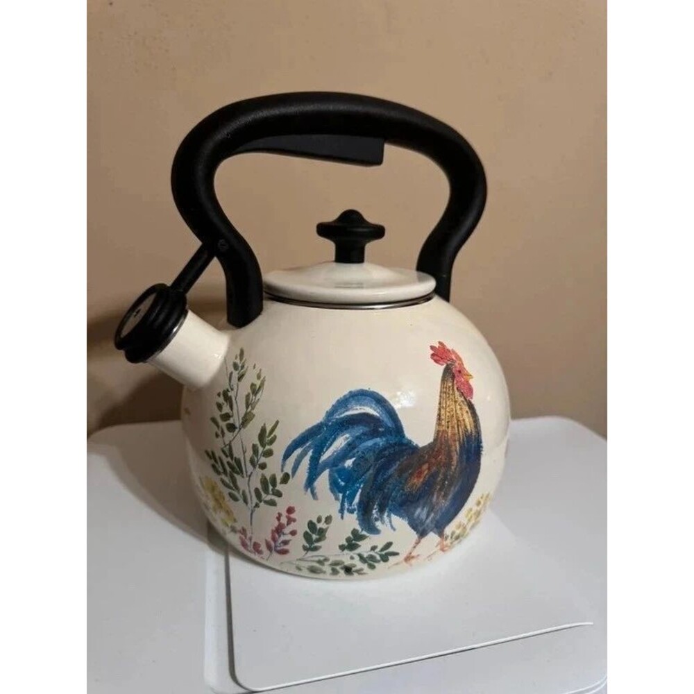 Paula Deen Signature Enamel Steel Stovetop Teakettle 2Qt Garden Rooster